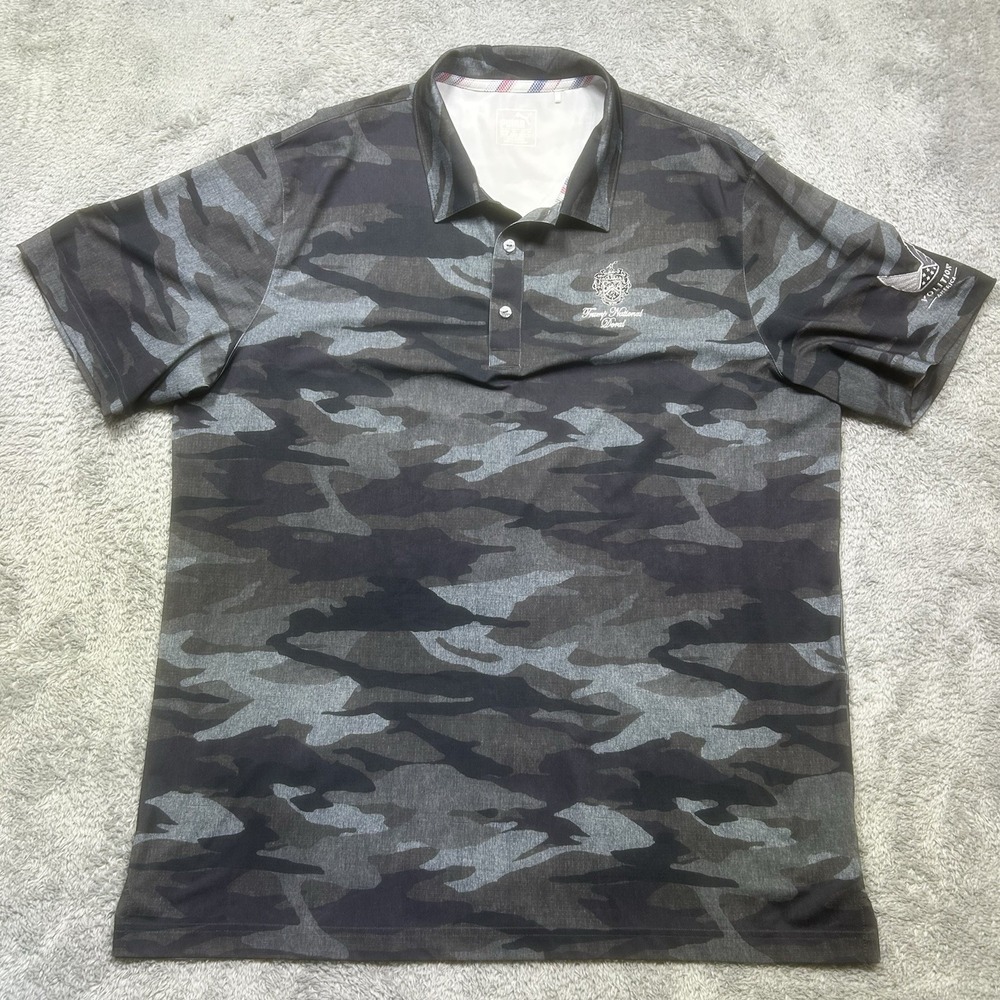 Puma x Volition America Golf Polo Shirt Men XL Gray Camo DryCell Trump National